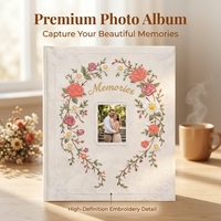 Özel 8*10 İnç Düğün Anı Hediye Albümü, Fotoğraf Pencereli Premium İşlemeli Keten Düğün Fotoğraf Albümü