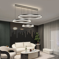Lustre suspendu LED haut de gamme transfrontalier en aluminium avec anneau, contrôle Tmall Genie, abat-jour en acrylique pour salles à manger et salons
