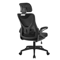 Vente en gros au détail de chaise de bureau à domicile noire à dossier haut chaise d'ordinateur ergonomique avec appui-tête réglable et accoudoirs rabattables