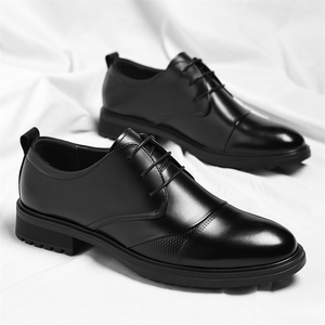 Zapatos Deportivos de Cuero para Hombre, Modernos, Formales, Estilo Británico, Transpirables, con Aumento de Altura Interior, Zapatos Deportivos Redondos para Hombre - Product Image 2