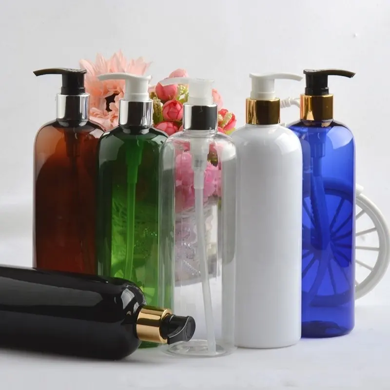 60Ml 100Ml 150Ml 200Ml 250Ml 300Ml 500Ml Pet Gekleurde Plastic Fles Met Goud zilver Lotion Pomp Shampoo Dispenser