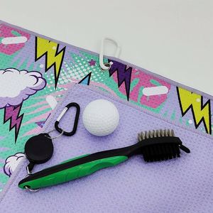 Serviette de golf magnétique en microfibre de qualité supérieure, personnalisable avec logo sublimé, vente en gros d'usine - Product Image 3