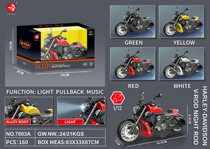 1:12 Premium Collector's Harley Wolveri Die-Cast Motorcycle Dynamic LED Lights Display/Gift Box Options-Material metálico - Product Image 4
