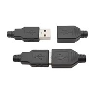 Adaptor Konektor Solder Soket USB 4 Pin Tipe A Male Female Dengan Penutup Plastik Hitam Putih Tipe-A DIY Kits