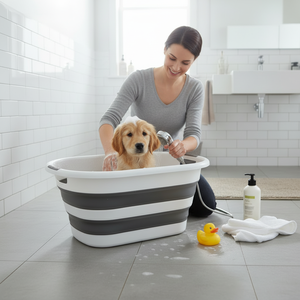 <span class=keywords><strong>Baignoire</strong></span> pliable en plastique pour animaux de compagnie et panier de rangement pour chats et chiens, grande taille, poignée pliable, 53*38*23cm-60*45*27cm - Product Image 4