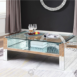 Đồ Nội Thất Phòng Khách Nổi Crystal <span class=keywords><strong>Glass</strong></span> Top Bạc Gương Bàn Cà Phê - Product Image 1