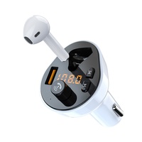 Émetteur Bluetooth 5.4 G57 pour voiture avec écouteurs sans fil détachables, charge rapide QC3.0 Type-C PD, adaptateur radio FM pour kit voiture, lecteur MP3