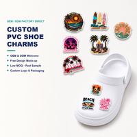 Breloques décoratives en PVC style Aloha pour sabots et chaussures de jardin, motifs palmier, coucher de soleil, planche de surf, pour l'été et la plage