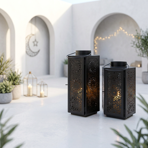 Manufacturers <b>Black</b> Metal Moroccan Style <b>Candle</b> <b>Lanterns</b> for Home and Events Decoration - Product Image 1