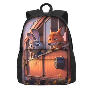 트렌디한 동물원 2 테마의 초등학생용 애니메이션 백팩, 만화 프린트, 대용량 더블 숄더 백팩. - Product Image 5