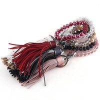 Bracelet élastique à double usage 10mm Crystal Rhinestone Disco Pave Ball Bracelet Snake Leather Tassel Leopard Bracelet Wallet Key Chain
