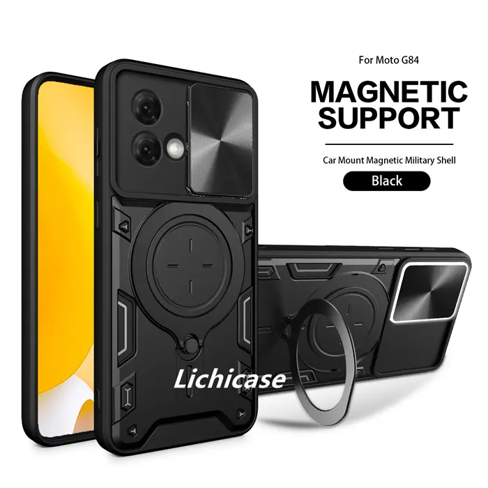 Lichicase Incoming call Flashing CD Texture Lens Slide Window Phone Case For Motorola Edge 50 Fusion Car Mount Magnetic Shell