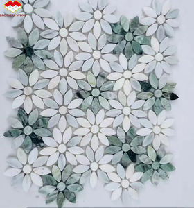 Modern Marble Flower Shape Designs Thassos White Marble <strong>Sunflower</strong> <strong>Mosaic</strong> Flower Leaf <strong>Mosaic</strong> - Product Image 3