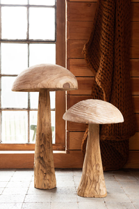 Décoration en bois en forme de champignon, champignons en bois sculptés, bois naturel, décoration en forme de champignon Danda, esthétique de forêt charmante - Product Image 2