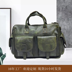 Sac à bandoulière en cuir véritable pour hommes, 33x15x27cm, sac à bandoulière pour ordinateur portable, couleur unie, décontracté, usage quotidien - Product Image 5