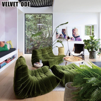 Ligne - Fauteuil Roset en velours technique lavable Caterpillar togo - Canapé de sol - Fauteuil ergonomique nordique pour le salon
