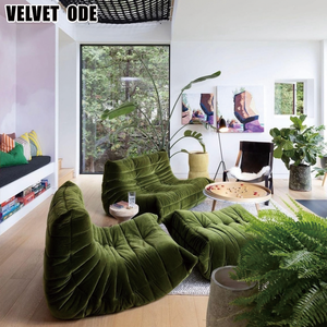 Sillón Ligne - Roset, Tapizado en Terciopelo Tecnológico Lavable, Estilo Caterpillar Togo, Sofá <span class=keywords><strong>de</strong></span> Suelo - Sillón Ergonómico Nórdico para Sala <span class=keywords><strong>de</strong></span> Estar - Product Image 1