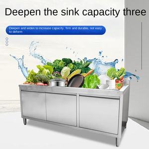 حوض غسيل خضروات تجاري من الفولاذ المقاوم للصدأ للمصانع والكافتيريات، خزانة بتصميم سعة كبيرة ومواد سميكة، متوفر بتصميم فردي أو مزدوج - Product Image 5