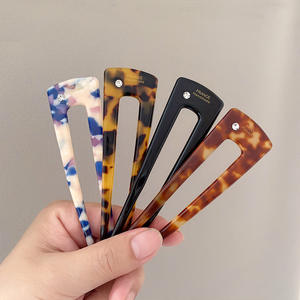 Épingle à <span class=keywords><strong>cheveux</strong></span> rétro haut de gamme personnalisée en forme de U en acétate avec <span class=keywords><strong>strass</strong></span> élégants pour femmes, bâtonnets à <span class=keywords><strong>cheveux</strong></span> de mode pour mariage - Product Image 5