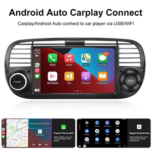 Podofo 7 ''Android Autoradio Autoradio avec Carplay & Android Auto GPS Wifi BT FM RDS HiFi Canbus pour <span class=keywords><strong>Fiat</strong></span> <span class=keywords><strong>500</strong></span> 2007-2015 - Product Image 2