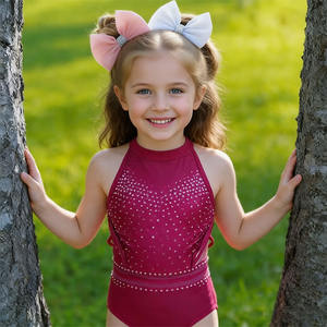 Высококачественные, самые продаваемые гимнастические купальники из спандекса, блестящие, без рукавов, на заказ, для детских соревнований - Product Image 4