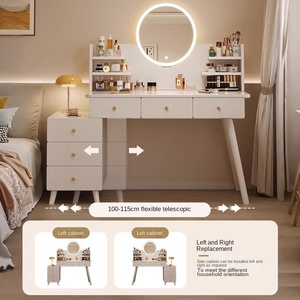 Modern Bedroom Dressing Table with Integrated Bucket Cabinet Makeup <strong>Mirror</strong> for Small Apartment <strong>Bedside</strong> or Living Room Use - Product Image 3