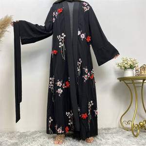3D fiori tridimensionali ricamati maglia di garza allentata lturchia disegni Abaya nuovi arrivi turco <span class=keywords><strong>rosa</strong></span> abito da preghiera per le donne - Product Image 1