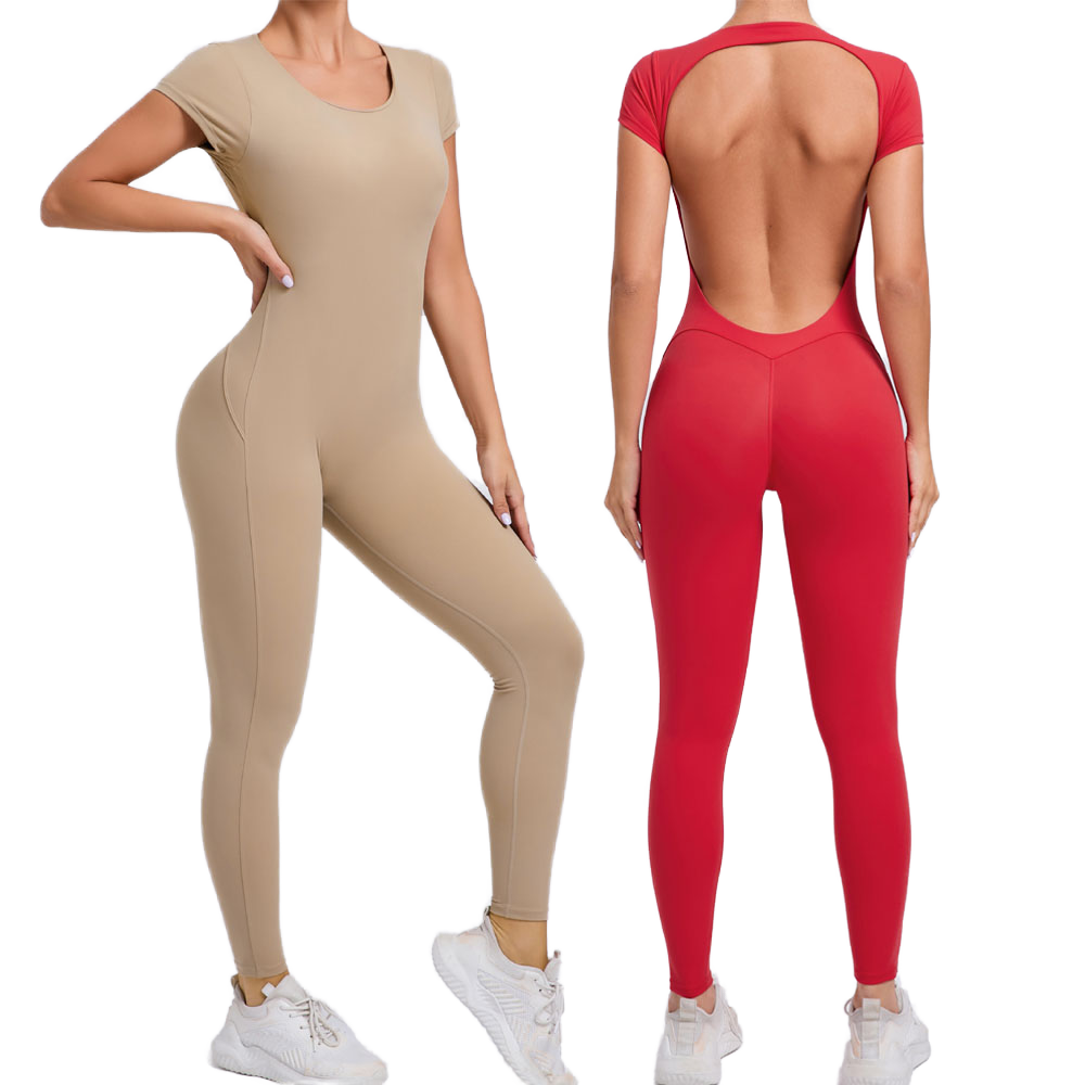 Women's Casual Flared Gym Jumpsuit One-Piece Yoga Suit Tight-Fitting Bodysuit Fitness Training New Sports Jumpsuit Sets
