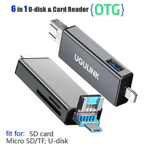 USB-C, pembaca kartu TF mikro SD tipe-c dan android USB 3.0 2.0 2 6 in 1 u-disk untuk iph15 XiaoMi Huawei Ipad pro macbook laptop