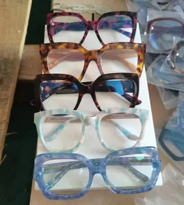 Gafas de acetato vintage surtidas de lujo, monturas ópticas de acetato gruesas hechas a mano con marco grande