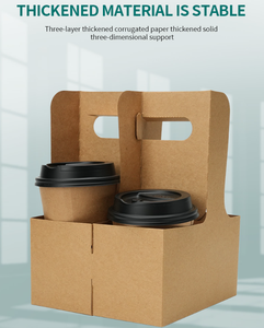 Toptan özel kağıt 1/2/4 kahve fincanı sıcak içecek bardağı tutucu tepsi taşıyıcı kolları ile götürmek içecek kahve - Product Image 3