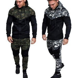 New Style Camouflage <b>Zip</b> <b>Up</b> Hoodie Plain Cotton Custom Tracksuit Wholesale Price Zipper Gym Fitness Casual Sports Wear Tracksuit - Product Image 2