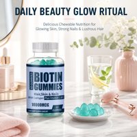 Gummies de Biotine Naturelle 10000mcg Collagène Vitamines C B E Soutien Cheveux Peau Ongles 60 Comprimés