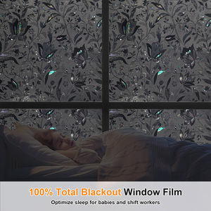 <span class=keywords><strong>Film</strong></span> <span class=keywords><strong>occultant</strong></span> PVC pour chambre à coucher, cuisine extérieure, motif floral 3D, tulipes noires, adhésif gratuit, confidentialité, fenêtre givrée, isolation thermique - Product Image 5
