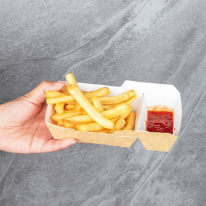 Barquettes alimentaires en papier de Xiamen, 2 compartiments, barquettes jetables pour collations, barquettes en papier kraft pour nachos, sandwichs, hamburgers, popcorn, collations, fêtes - Product Image 1