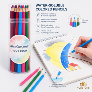 Ensemble de crayons aquarellables, 12 couleurs assorties, corps en bois, mine lisse soluble dans l'eau, pour dessin, croquis, coloriage, crayons d'art - Product Image 3