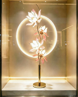 Lampadaire LED Lotus Tendance, Abat-jour Artistique en Fer Forgé et Verre en Forme de Fleur, Luminaire sur Pied Moderne E26 pour Salon, Bureau, Jardin