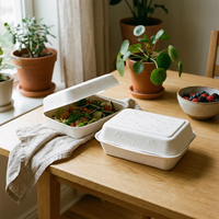 Boîte alimentaire écologique en bagasse de canne à sucre pour salade, avec logo personnalisé en relief, biodégradable, pour plats à emporter et pique-niques