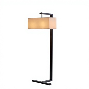 Lámpara de Pie LED Nórdica Moderna con Base de Metal, Pantalla Rectangular de Tela, Control de Interruptor para Sala de Estar u Hotel - Product Image 1
