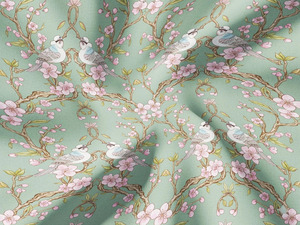 Tissu en coton imprimé numérique motif floral et oiseaux de style Chinoiserie, vendu au mètre, pour la couture, le patchwork et les loisirs créatifs - Product Image 4