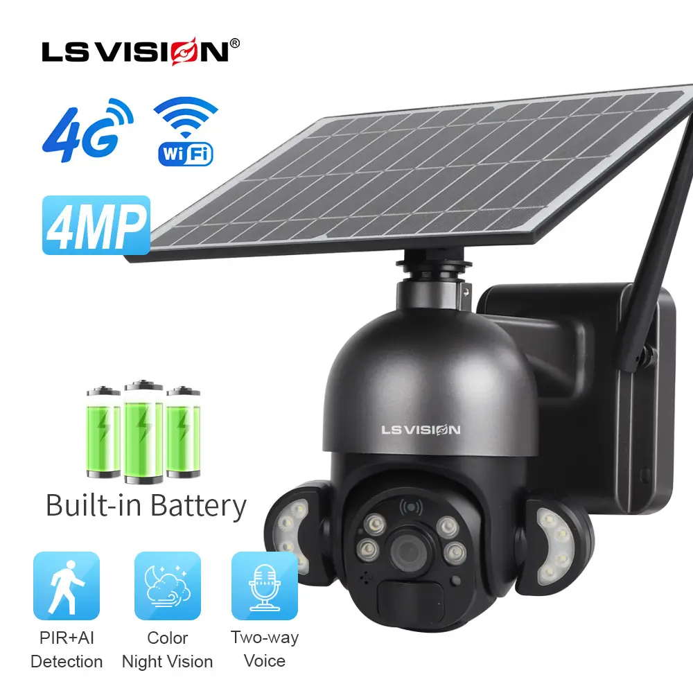 Caméra solaire de vidéosurveillance à faible puissance, 6w, modèle, vidéosurveillance à panneau d'alimentation solaire, sans fil, 4g, avec vision nocturne