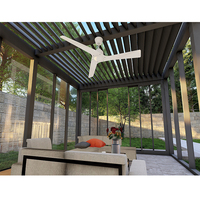 Pérgola Bioclimática Moderna Independiente con Paredes de Vidrio, Techo Abatible Motorizado, Gazebo de Jardín con Techo de Policarbonato, Pabellón de Aluminio