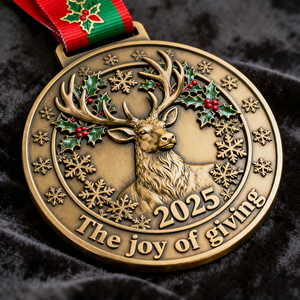 Медаль на память в винтажном стиле 2025 года с индивидуальным логотипом, из антикварной латуни, литая, с УФ-печатью, матовая отделка, для праздничных мероприятий - Product Image 2