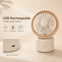 Ventilateur de bureau rechargeable par USB 2000mAh, ventilateur de table oscillant portable, 3 vitesses, sans fil, mini ventilateur Type-C pour bureau et chambre