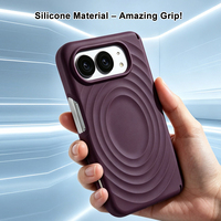 Coque de téléphone en silicone liquide à motif ondulé pour iPhone Duo N52, magnétique, toucher agréable, double axe central, ODM OEM, commande en gros