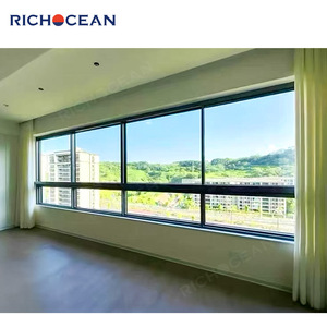 RichOcean Ban Công Mỏng Nhôm Đôi Kính Cửa Sổ Trượt Với Cống Lỗ Nhiệt Phá Sùng Trượt Nhà Cửa Sổ - Product Image 1