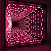 Miroir infini en acrylique LED 3D personnalisé avec design personnalisable et couleurs multiples pour la décoration de la maison, du bar, du studio, de la voiture et de l'entreprise