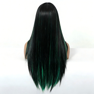 Parrucca Lunga Liscia <span class=keywords><strong>con</strong></span> Partizione Centrale Senza <span class=keywords><strong>Frangia</strong></span>, Naturale e alla Moda, in Fibra Resistente al Calore, Senza Colla, <span class=keywords><strong>con</strong></span> Rete a Maglia Rosa, Copertura Completa, Super Venduta - Product Image 1