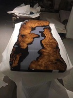 Table en résine époxy transparente, ornement en bois de sapin clair, pour meubles de salle à manger, vente en gros