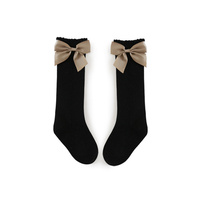 Chaussettes d'été en coton peigné de couleur unie, 1 pièce, avec nœud papillon, pour bébé et fille